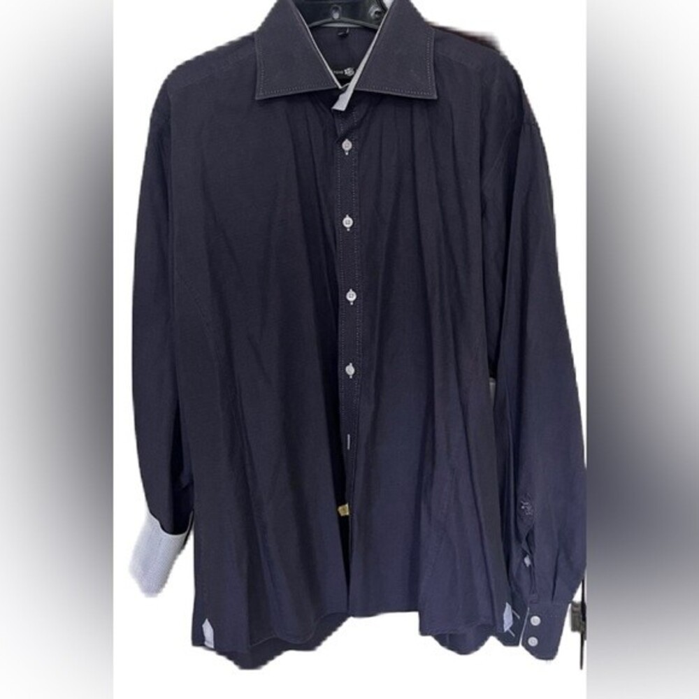 Stone Rose Shirt Size L Contrast Collar Cuff Button Down Dress Shirt